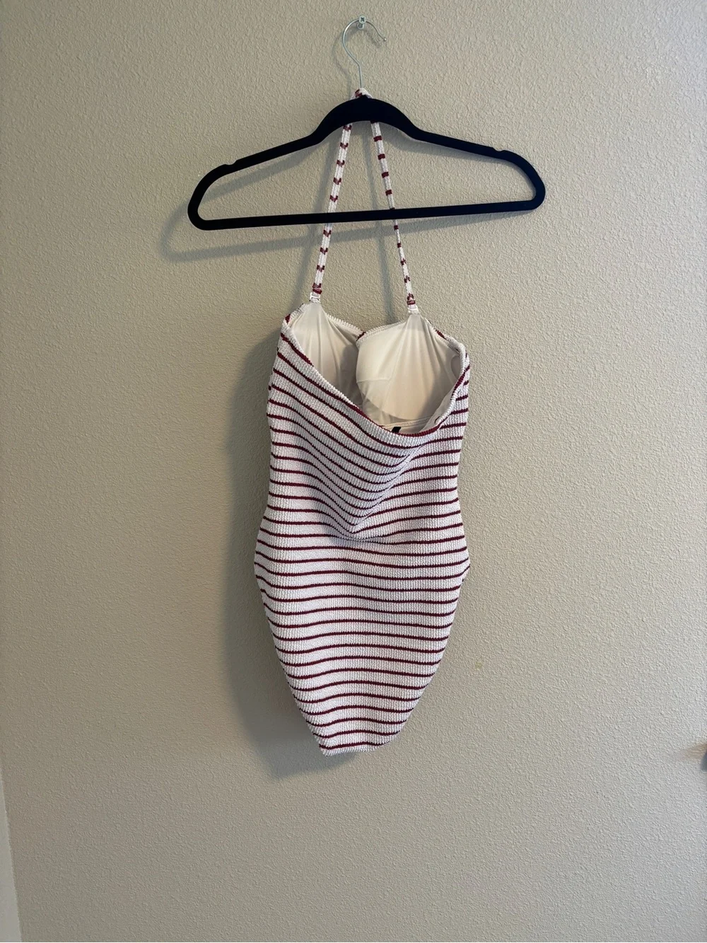 J. Crew scrunchie ring bandeau one piece striped swimsuit